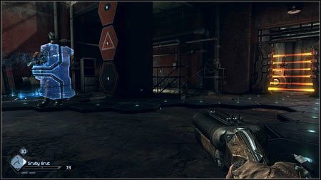 Za chwilę zza czerwonych laserów wyjdzie strażnik Władzy wyposażony w niebieską tarczę - Uwolnij kapitana Marshalla (1) | Opis przejścia Rage 1 - Rage - poradnik do gry