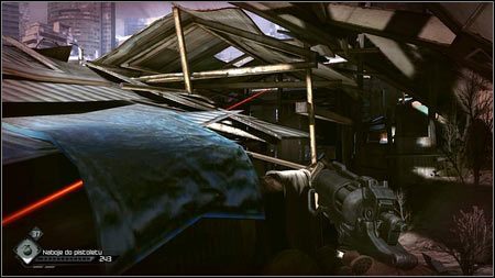 Dwie pary schodów zaprowadzą cię na gruzowisko, gdzie ponownie zobaczysz czerwone lasery - Zaginione dane badawcze | Opis przejścia Rage 1 - Rage - poradnik do gry