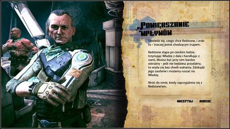 Po wysłuchaniu przemowy kapitana, porozmawiaj z nim ponownie - Powiększanie wpływów | Opis przejścia Rage 1 - Rage - poradnik do gry