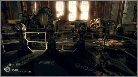 Idąc cały czas prosto, dotrzesz do trzech przełączników, które odpowiadają za porażenie prądem, strumienie ognia oraz wirujące ostrza - Cena potęgi (2) | Opis przejścia Rage 1 - Rage - poradnik do gry