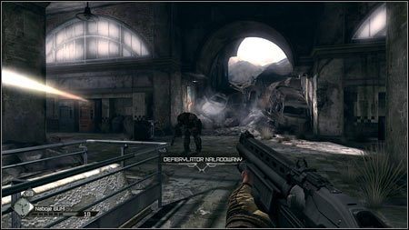 Gdy skręcisz w lewo, pojawią się bandyci wspomagani przez mężczyznę z karabinem maszynowym - Nakaz eksmisji | Zadania Poboczne w Rage 1 - Rage - poradnik do gry