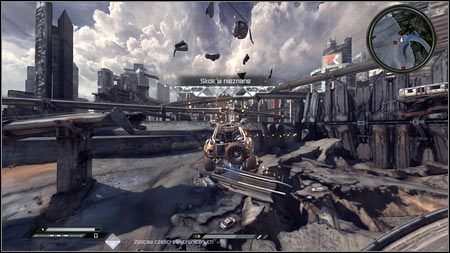 Zdobędziesz w ten sposób dronę, ale podczas lotu staraj się cały czas skręcać w lewo, żeby bezpiecznie wylądować - Pustkowia | Skoki samochodowe w Rage 1 - Rage - poradnik do gry