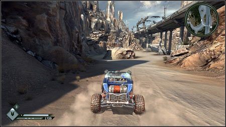 Drona wisi w powietrzu na wschód od areny Mutant Bash TV - Pustkowia | Skoki samochodowe w Rage 1 - Rage - poradnik do gry