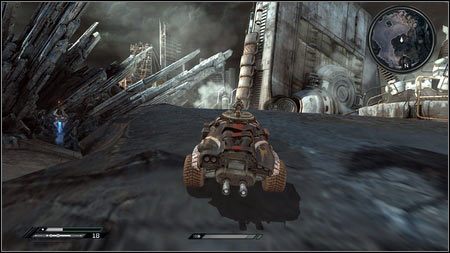 Wystarczy, ze lekko się rozpędzisz, a spadając z niej zniszczysz czwartą na tych pustkowiach dronę - Wschodnie Pustkowia | Skoki samochodowe w Rage 1 - Rage - poradnik do gry