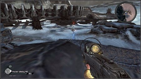 Za jednym z budynków Władzy będzie skała, z której możesz wyskoczyć i zniszczyć unoszący się w powietrzu przedmiot - Wschodnie Pustkowia | Skoki samochodowe w Rage 1 - Rage - poradnik do gry