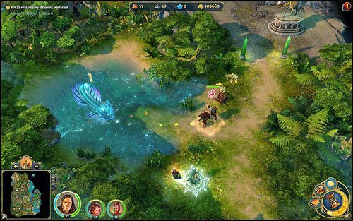 Smoka znajdziemy w jeziorze na południu wysepki. - 3 misja - Barbarzyńska siódemka | Kampania Twierdzy w Might & Magic Heroes VI - Might & Magic: Heroes VI - poradnik do gry