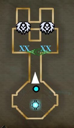 X - miejsce ustawienia pułapki Ściana strzał - Etap 2 - Rozwidlenie | Opis przejścia Orcs Must Die! - Orcs Must Die! - poradnik do gry