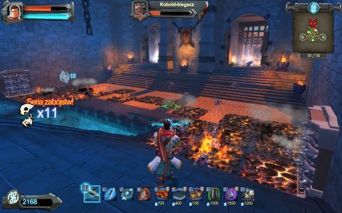 Po stworzeniu takiego systemu nie pozostanie ci nic innego, jak inwestowanie w pola siarki na środkowym placu (obrazek) i ewentualnie paladynów przed wejściami do szczelin, aby zabezpieczyć się przed pojedynczymi niedobitkami - Etap 23 - Schody zguby | Opis przejścia Orcs Must Die! - Orcs Must Die! - poradnik do gry