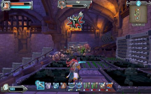 Zacznij od postawienia kilku maszynek do mielenia, a przy nich pułapek ze smołą na półpiętrze na lewo od drugiej bramy - Etap 15 - Wieża | Opis przejścia Orcs Must Die! - Orcs Must Die! - poradnik do gry