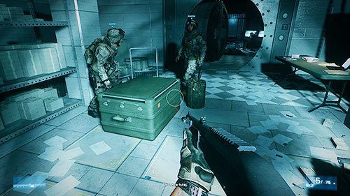 Po wejściu do sejfu pomórz kolegom otworzyć znalezioną w środku skrzynię i szykuj się już do kolejnej misji - Misja 5- Operacja Gilotyna | Kampania | Battlefield 3 - Battlefield 3 - poradnik do gry