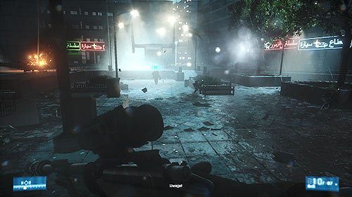 Po kilku przenosinach z pomieszczenia do pomieszczenia w końcu uda się przenieść Al-Bashira na lądowisko - Misja 9- Nocna Zmiana | Kampania | Battlefield 3 - Battlefield 3 - poradnik do gry