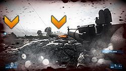 W pierwszym obozie wroga znajdziesz skrzynię z amunicją, pod zakamuflowanymi działami (skrzynie podświetlają się, gdy zabraknie Ci amunicji) - Misja 10- Miedzy młotem a kowadłem | Kampania | Battlefield 3 - Battlefield 3 - poradnik do gry