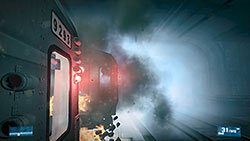 Przedzieraj się przez kolejne wagony aż dotrzesz do momentu, aż trafisz na Salomona uzbrajającego bombę - Misja 12- Wielki niszczyciel | Kampania | Battlefield 3 - Battlefield 3 - poradnik do gry