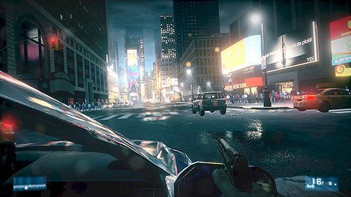 Po wejściu do samochodu zacznie się scena pościgu za Salomonem - Misja 12- Wielki niszczyciel | Kampania | Battlefield 3 - Battlefield 3 - poradnik do gry