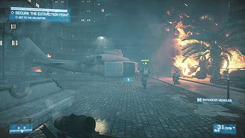 Po chwili na placu wyląduje śmigłowiec, który zabierze was oraz VIPa z pola walki, tym samym kończąc misję sukcesem - Misja 3- Ewakuacja | Kooperacja | Battlefield 3 - Battlefield 3 - poradnik do gry