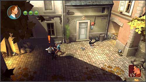 Króciutki rozdział skupiający się na pokazaniu mechaniki walki - Rozdziały 1 - 4 - Opis przejścia - Przygody Tintina: Gra Komputerowa - poradnik do gry