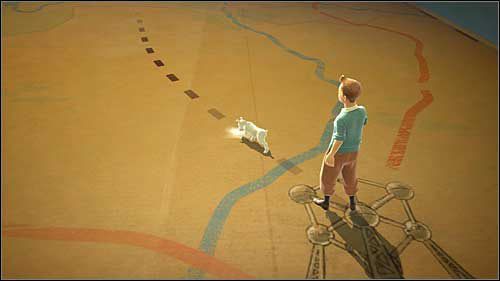 Przerywana linia wskazuje kierunek marszu, więc wystarczy, że będziesz szedł jej tropem - Rozdział 5 - Park - Opis przejścia - Przygody Tintina: Gra Komputerowa - poradnik do gry