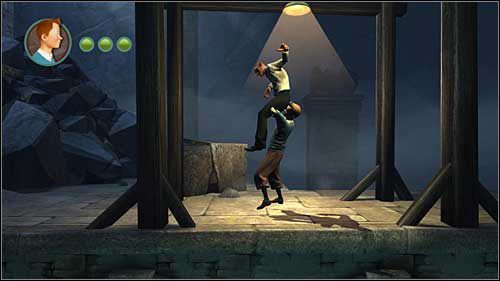 Wówczas szybko wskocz na jego poziom i zaatakuj go od tyłu - Rozdział 6 - Krypty - Opis przejścia - Przygody Tintina: Gra Komputerowa - poradnik do gry