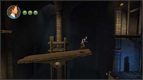 Kawałek dalej znajdziesz komnatę z równoważnią - Rozdział 6 - Krypty - Opis przejścia - Przygody Tintina: Gra Komputerowa - poradnik do gry