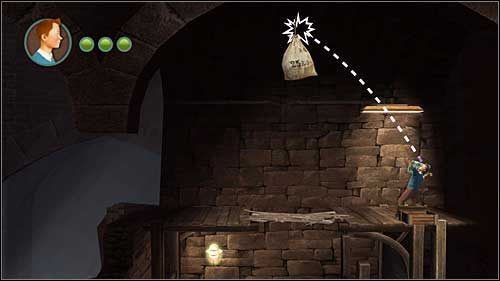 Rzuć w worek butelką, za będziesz mógł zejść niżej - Rozdział 6 - Krypty - Opis przejścia - Przygody Tintina: Gra Komputerowa - poradnik do gry