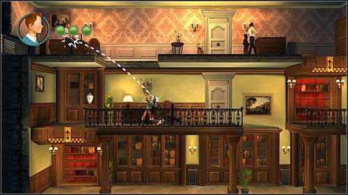 Kiedy znajdziesz się w bibliotece wykorzystaj butelki, aby pozbyć się przeciwników - Rozdział 7 - Na salonach - Opis przejścia - Przygody Tintina: Gra Komputerowa - poradnik do gry