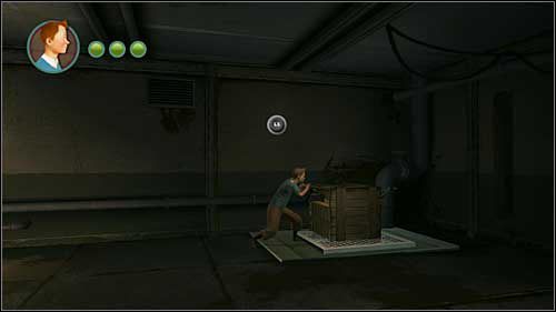 Przepchnij skrzynię w prawo i zeskocz pod kratę - Rozdział 12 - Na tropie Allana (1) - Opis przejścia - Przygody Tintina: Gra Komputerowa - poradnik do gry