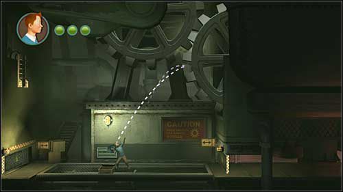 Przejście blokują pracujące tłoki mechanizmu - Rozdział 12 - Na tropie Allana (1) - Opis przejścia - Przygody Tintina: Gra Komputerowa - poradnik do gry