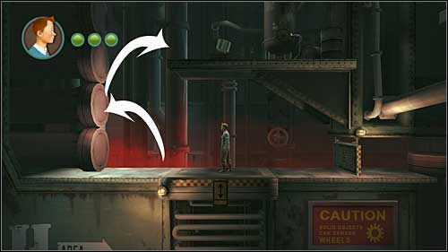 Odbij się od poruszających się tłoków kiedy znajdą się w maksymalnym wysunięciu - Rozdział 12 - Na tropie Allana (2) - Opis przejścia - Przygody Tintina: Gra Komputerowa - poradnik do gry