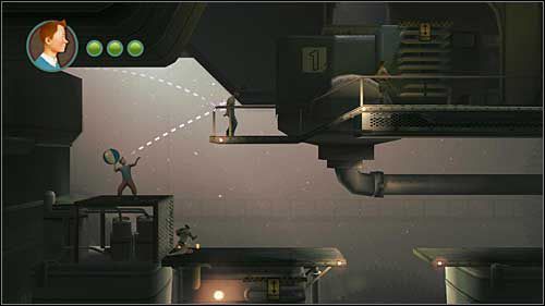 Nieco wyżej skorzystaj z piłki plażowej do pozbycia się przeciwnika - Rozdział 12 - Na tropie Allana (2) - Opis przejścia - Przygody Tintina: Gra Komputerowa - poradnik do gry