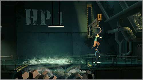 Podobnie uczyń stojąc pod pierścieniem, którego pociągnięcie spowoduje wysunięcie się kładki - Rozdziały 16 - 17 - Opis przejścia - Przygody Tintina: Gra Komputerowa - poradnik do gry