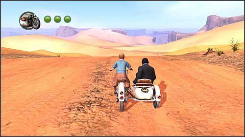 Na ekranie wyświetlą się przyciski odpowiedzialne za sterowanie motocyklem - Rozdziały 16 - 17 - Opis przejścia - Przygody Tintina: Gra Komputerowa - poradnik do gry