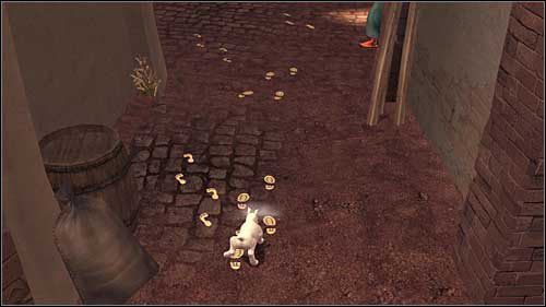 Po chwili znów będziesz mógł sterować Milusiem - Rozdział 18 - Wejście do pałacu - Opis przejścia - Przygody Tintina: Gra Komputerowa - poradnik do gry