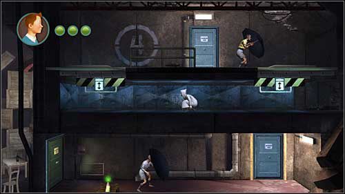 Przeciwników wyposażonych w parasol nie da się skutecznie zaatakować z przodu i trzeba ich zajść od tyłu - Rozdział 19 - Pałac Omara Ben Salaada (2) - Opis przejścia - Przygody Tintina: Gra Komputerowa - poradnik do gry