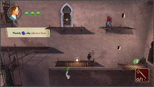 Będąc uczepionym papugi możesz wykonywać kopnięcia w locie - Rozdział 19 - Pałac Omara Ben Salaada (3) - Opis przejścia - Przygody Tintina: Gra Komputerowa - poradnik do gry