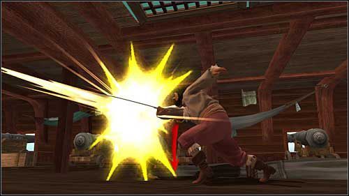 Po raz pierwszy trafisz na bossa, którego trzeba powalić kilkoma trafieniami - Rozdział 21 - Kapitan Franciszek De Barilca - Opis przejścia - Przygody Tintina: Gra Komputerowa - poradnik do gry