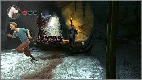 W końcu będziesz jednak musiał uciekać przed wodą zalewającą korytarz - Rozdział 24 - W podmorskich jaskiniach (2) - Opis przejścia - Przygody Tintina: Gra Komputerowa - poradnik do gry