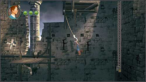 Wykorzystaj hak by dostać się do drabiny - Rozdział 25 - Na wieżę - Opis przejścia - Przygody Tintina: Gra Komputerowa - poradnik do gry