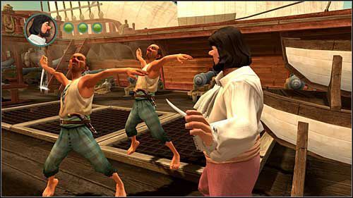 Przez cały czas podczas walki ze standardowymi przeciwnikami postępuj identycznie, jak wcześniej - Rozdziały 26 - 27 - Opis przejścia - Przygody Tintina: Gra Komputerowa - poradnik do gry