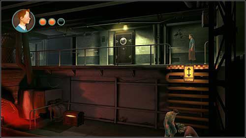 Skrzynia znajduje się obok pracujących robotników - Rozdziały 13, 14, 18 - Złote kraby - Przygody Tintina: Gra Komputerowa - poradnik do gry