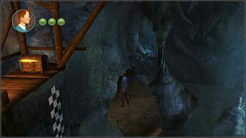 Tuż nad tym miejscem z małą meduzą jest szczelina, którą możesz podpłynąć w górę - Rozdział 24 - W podmorskich jaskiniach - Złote kraby - Przygody Tintina: Gra Komputerowa - poradnik do gry