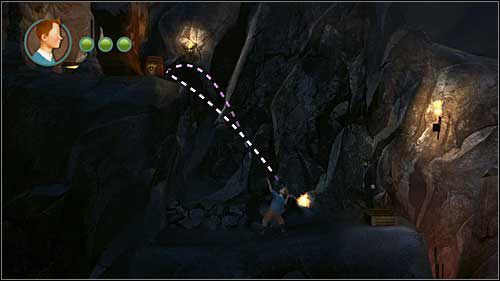 Po dołączeniu do Ciebie kapitana Baryłki i pokonaniu przeciwników przejdziesz górą w prawo - Rozdział 24 - W podmorskich jaskiniach - Złote kraby - Przygody Tintina: Gra Komputerowa - poradnik do gry