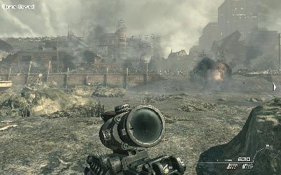 Po wylądowaniu zacznij biec w stronę wyrwy w murze - II- Goalpost | Opis przejścia gry | Call of Duty Modern Warfare 3 - Call of Duty: Modern Warfare 3 - opis przejścia i operacje specjalne - poradnik do gry