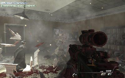 Idąc dalej dotrzesz do drzwi, w których zabarykadowali się porywacze z zakładnikami - II- Goalpost | Opis przejścia gry | Call of Duty Modern Warfare 3 - Call of Duty: Modern Warfare 3 - opis przejścia i operacje specjalne - poradnik do gry