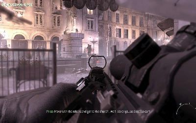 Twój towarzysz doprowadzi cię w końcu na plac z przeciwnikami - II- Eye of the Storm | Opis przejścia gry | Call of Duty Modern Warfare 3 - Call of Duty: Modern Warfare 3 - opis przejścia i operacje specjalne - poradnik do gry