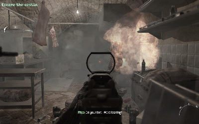 Przejdź przez dziurę i zacznij wspinać się po belkach na górę - III- Stronghold | Opis przejścia gry | Call of Duty Modern Warfare 3 - Call of Duty: Modern Warfare 3 - opis przejścia i operacje specjalne - poradnik do gry