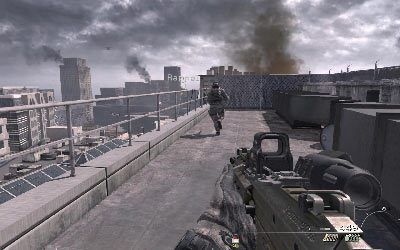 Następnie pobiegnij za swoimi kompanami w stronę barierek - III- Scorched Earth | Opis przejścia gry | Call of Duty Modern Warfare 3 - Call of Duty: Modern Warfare 3 - opis przejścia i operacje specjalne - poradnik do gry