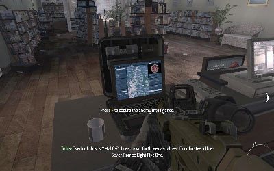 Podejdź do stolika naprzeciwko wejścia na którym leżą materiały wywiadowcze #39 - III- Scorched Earth | Opis przejścia gry | Call of Duty Modern Warfare 3 - Call of Duty: Modern Warfare 3 - opis przejścia i operacje specjalne - poradnik do gry