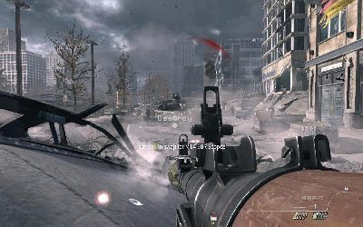 Po chwili dotrzesz na ulicę, gdzie znajduje się rosyjski czołg - III- Scorched Earth | Opis przejścia gry | Call of Duty Modern Warfare 3 - Call of Duty: Modern Warfare 3 - opis przejścia i operacje specjalne - poradnik do gry