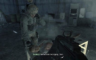 Po przebiciu się przez zastępy wrogów wejdź do środka, gdzie znajdziesz córkę rosyjskiego prezydenta - III- Down the Rabbit Hole | Opis przejścia gry | Call of Duty Modern Warfare 3 - Call of Duty: Modern Warfare 3 - opis przejścia i operacje specjalne - poradnik do gry