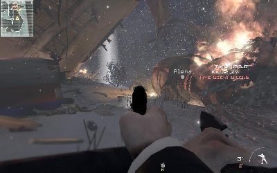 Przejdź przez wąwóz i zza powalonego drzewa zabij strażnika, który wejdzie ci pod lufę - Hostage Taker | Operacje Specjalne | Call of Duty Modern Warfare 3 - Call of Duty: Modern Warfare 3 - opis przejścia i operacje specjalne - poradnik do gry